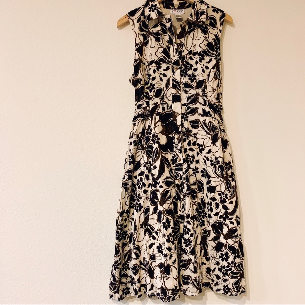 Vintage Abstract Print Button Shirt Dress